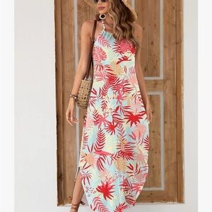 Red and Blue Floral Dress